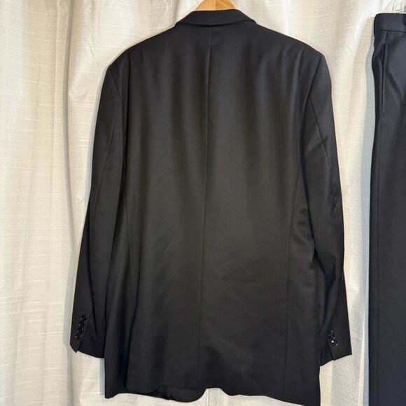 Jones New York Suit Men 44L Black Solid Single Breasted 100%  Wool 36X31 cuffed - Picture 4 of 15